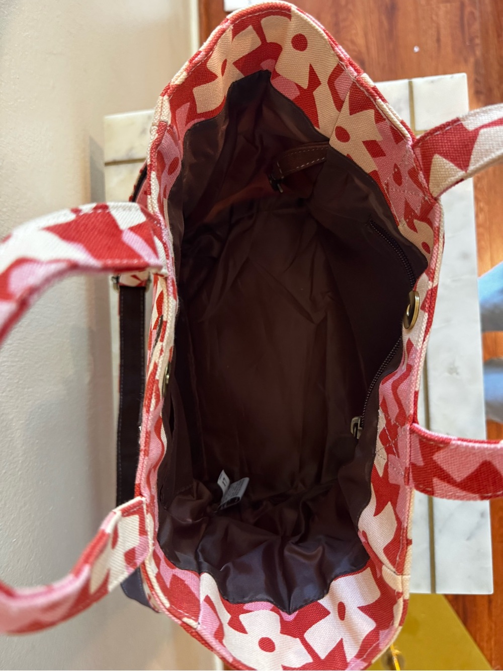 Maika Red and Pink Floral Mini Tote/Crossbody Bag - Picture 10 of 11